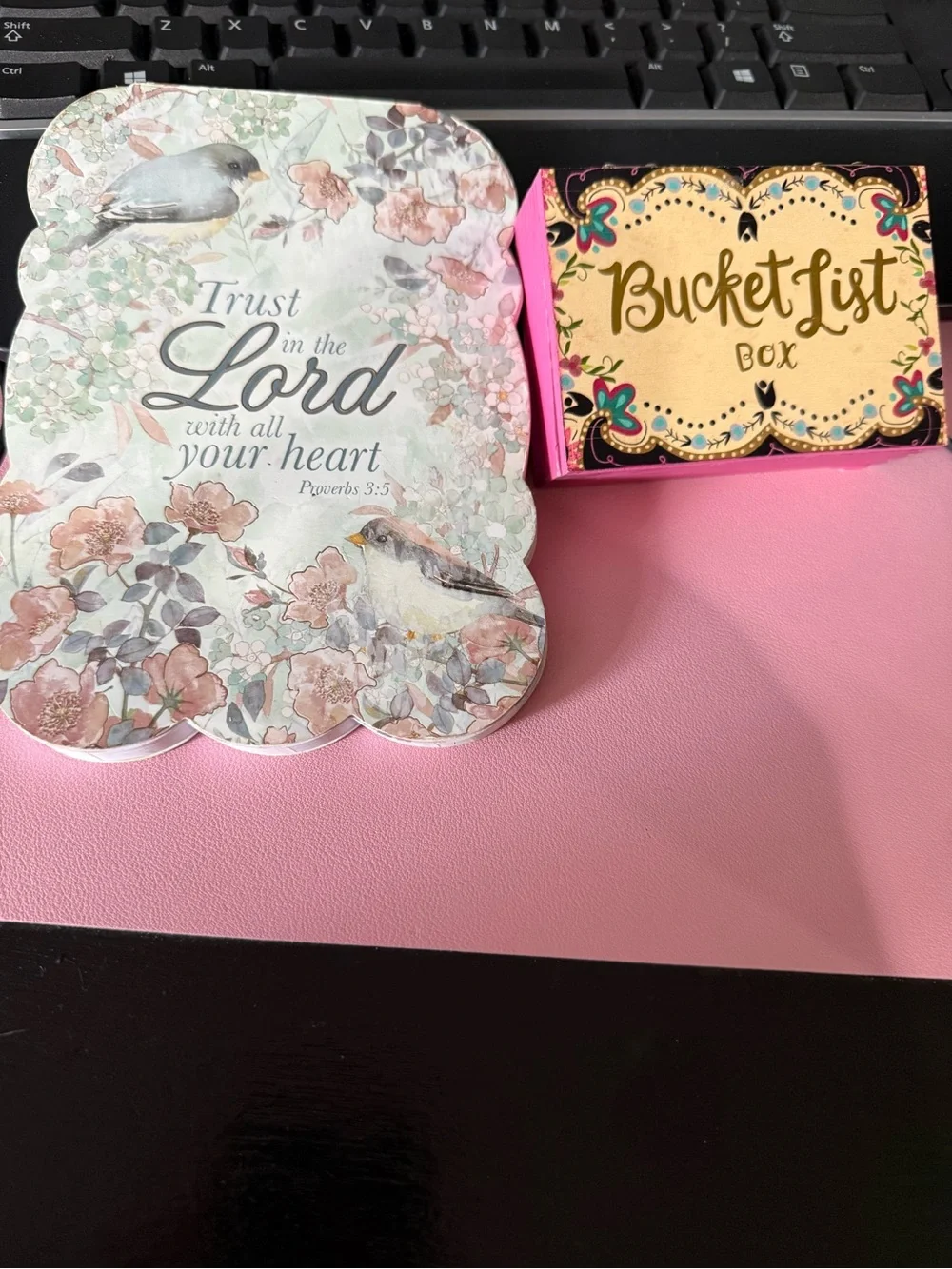 Inspirational Floral 'Trust in the Lord' notebook & Bucket list box
